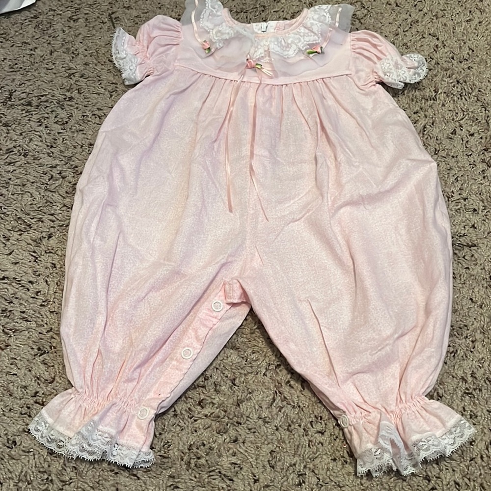 Vintage Lace and Rosette Bubble romper.